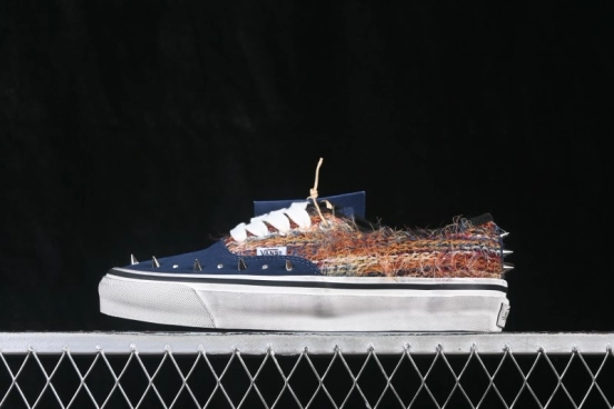 Vans Premium Authentic 44 Punk Style Low-Top Skate Shoes with Mixed Mohair and Studded Accents - VN000DB8BER