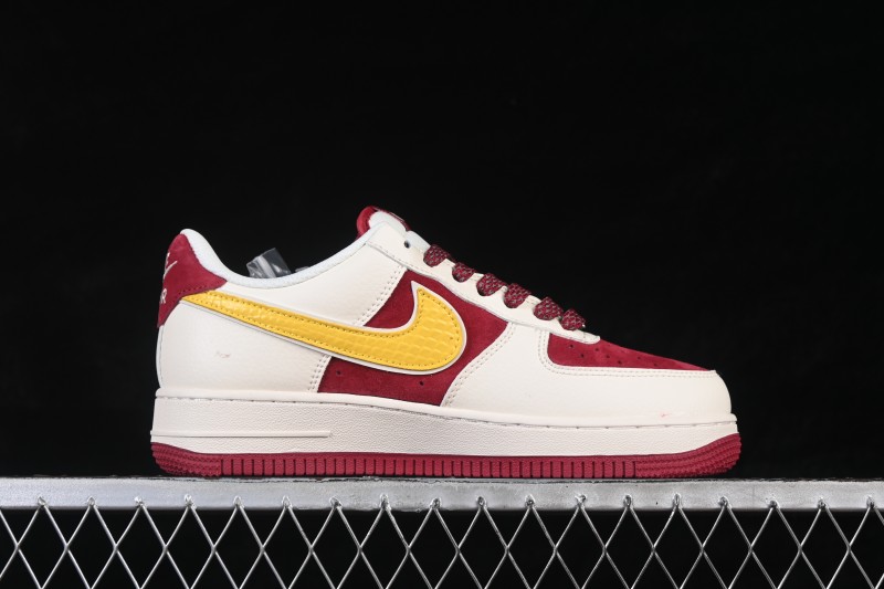 Nike Air Force 1 '07 Low Basketball Lifestyle Shoes in Wine Red and White - HT5088-611
