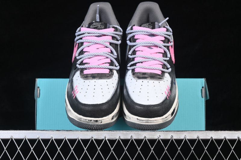 Nike Air Force 1 '07 Low Casual Sneakers with Gray-Pink Lucky Charm Design - YD2425-880
