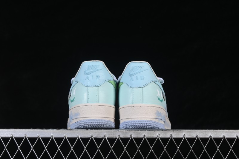 Nike Air Force 1 '07 Low Hand-Painted Graffiti Mint Haze Casual Sneakers - DB3301-919