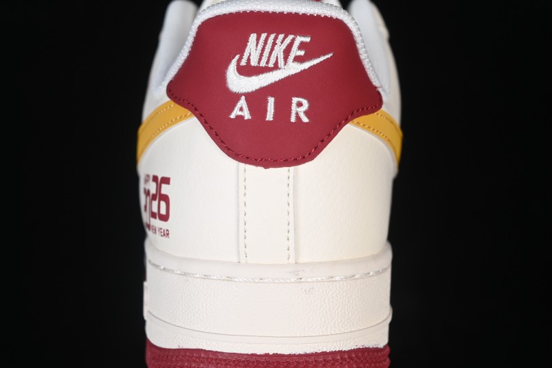 Nike Air Force 1 '07 Low Casual Sneakers with Wine Red Contrast Design - JP2026-152