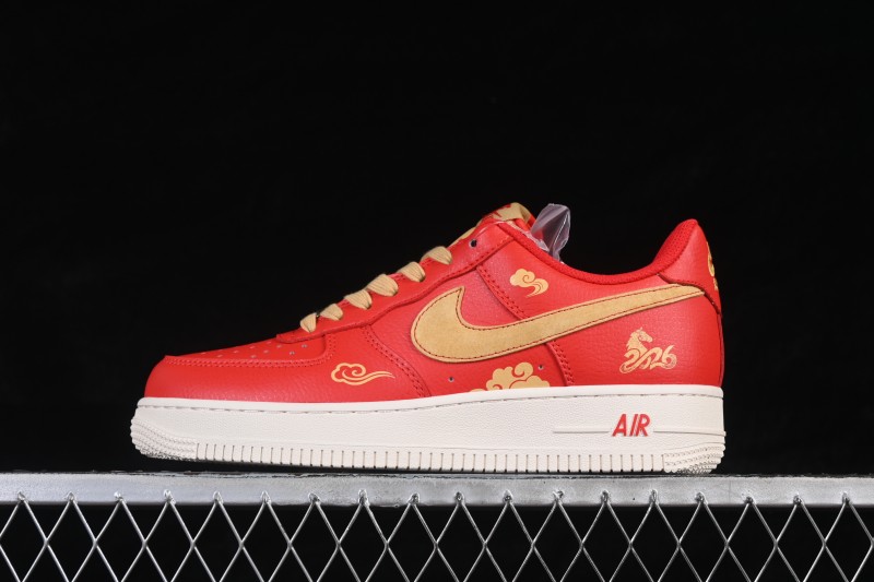 Nike Air Force 1 '07 Low Lunar New Year Limited Edition Casual Sneakers with Suede Gold Swoosh - XD0028-012