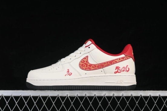Nike Air Force 1 '07 Low Year of the Horse Limited Edition Red Swoosh Casual Sneakers - MZ9588-820