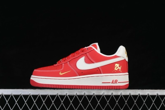Nike Air Force 1 '07 Low Year of the Horse Limited Edition Casual Sneakers with Crimson and Gold Accents - NH0601-523