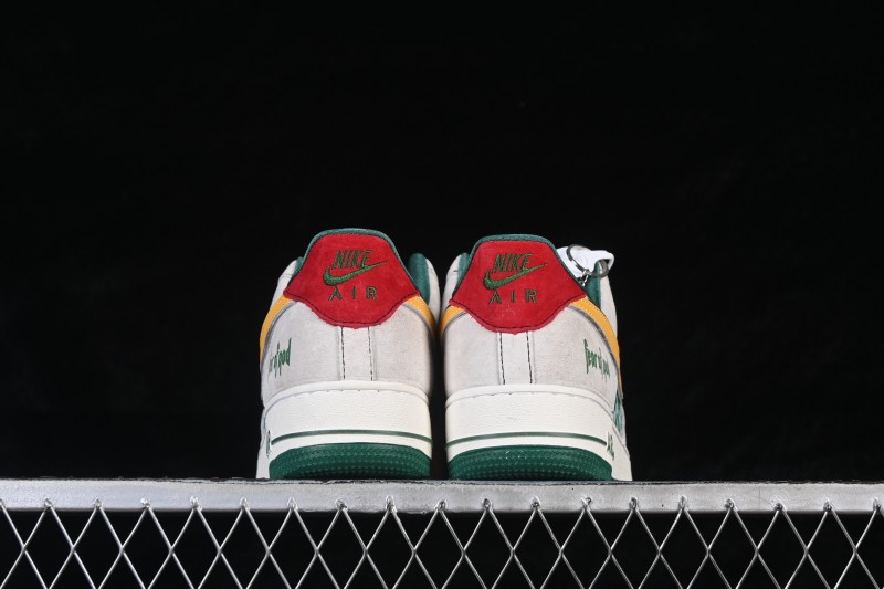 Nike Air Force 1 '07 Low Casual Sneakers with Grey-Green Accents and Full-Length Air Cushion - SY1388-025