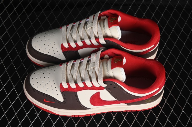 Nike SB Dunk Low Year of the Horse Limited Edition White Coffee Red Low-Top Casual Skateboarding Shoes - YF9511-927