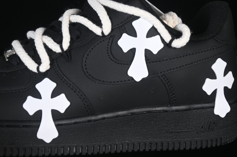 Nike Air Force 1 '07 Low Black Chrome Cross Casual Skateboarding Shoes - CW2288-111