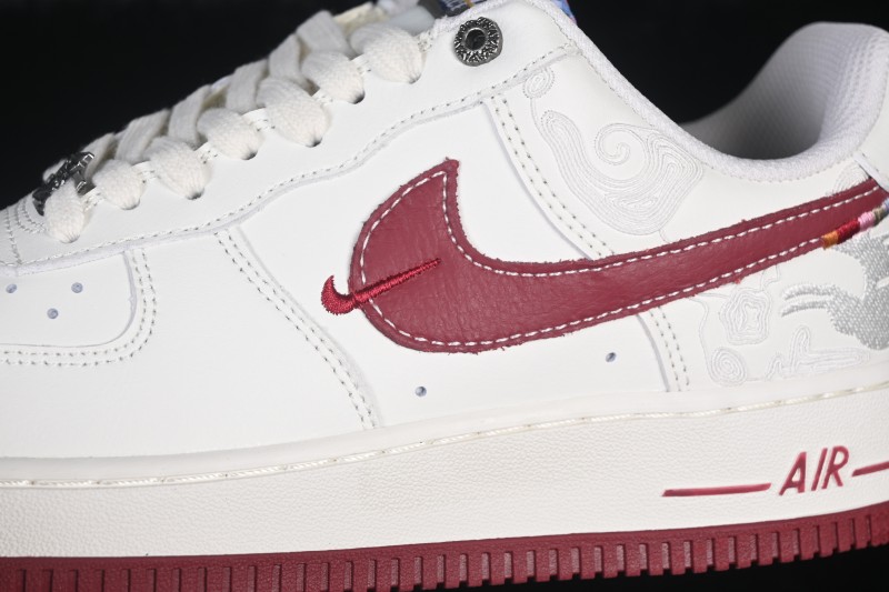 Nike Air Force 1 '07 Low Year of the Horse Limited Edition White Red Retro Basketball Sneakers with Air Cushioning - DD1982-348