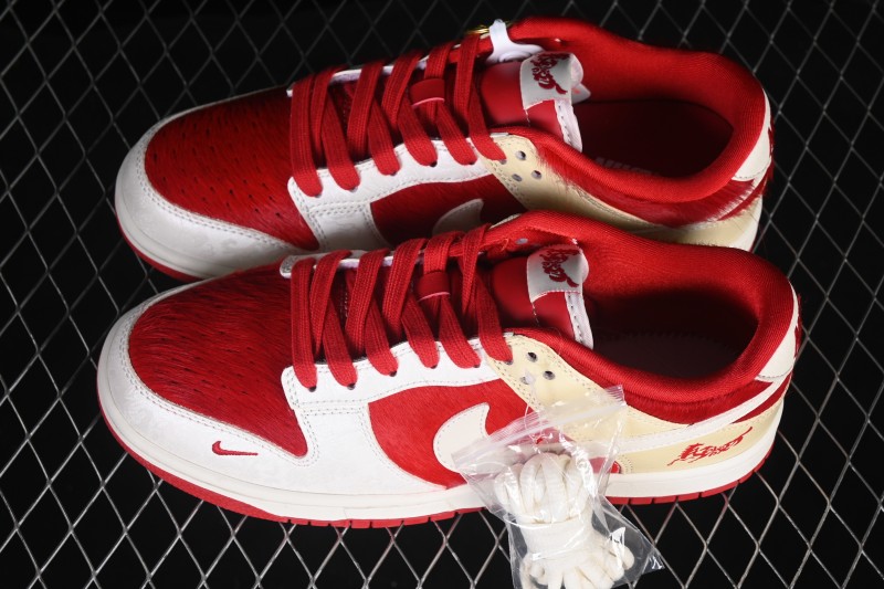 Nike SB Dunk Low Year of the Horse Limited Edition White Red Horsehair Retro Low-Top Skateboarding Shoes - DS6608-020