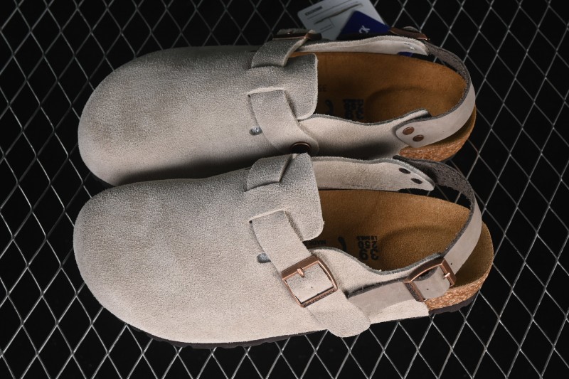 Birkenstock Grey Suede Sheepskin Lined Sandals with Soft Footbed