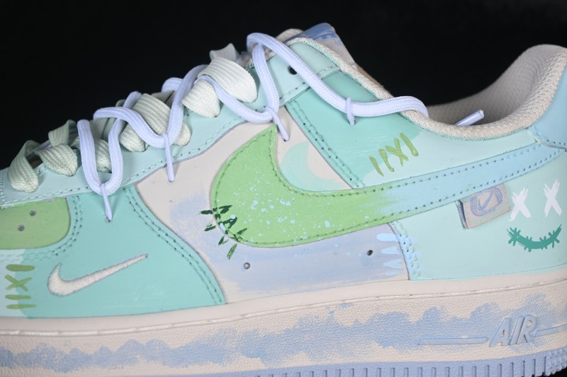 Nike Air Force 1 '07 Low Hand-Painted Graffiti Mint Haze Casual Sneakers - DB3301-919