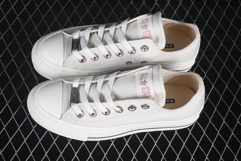 Converse All Star Platform Low-Top Casual Skate Shoes in Pure White with Chunky Sole - 5SE970