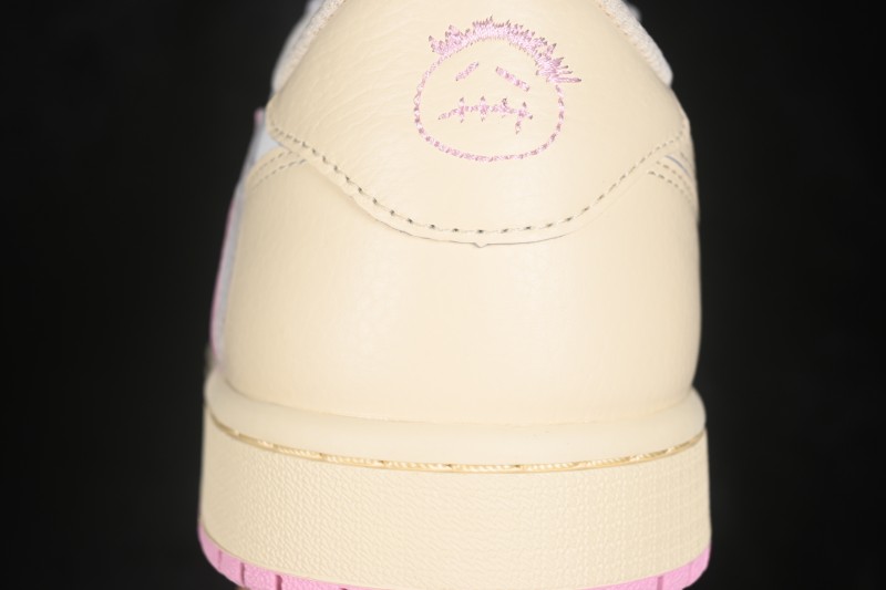 Nike Air Jordan 1 Low OG Travis Scott Reverse Swoosh Premium Full-Grain Leather Sneakers - IQ7604-100