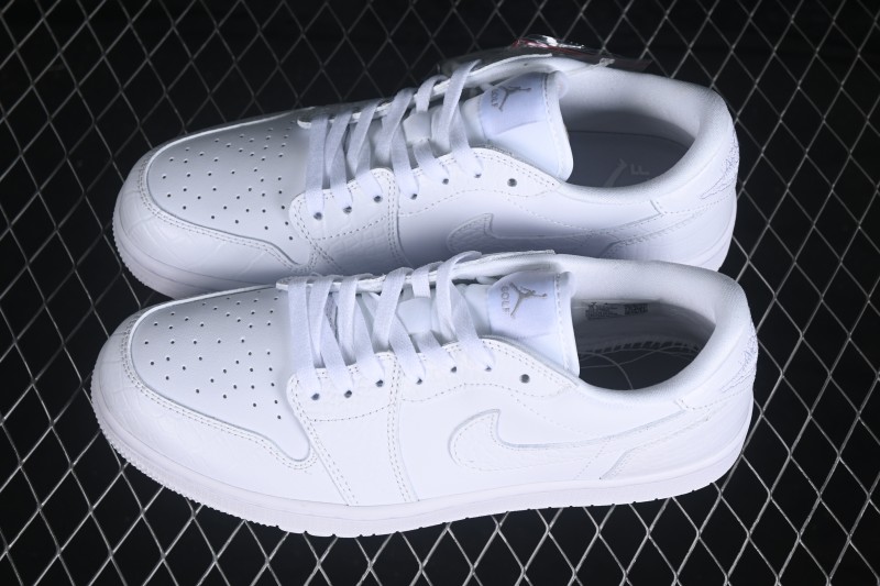 Nike Air Jordan 1 Low Retro Basketball Shoes in All-White Leather - DD9315-110