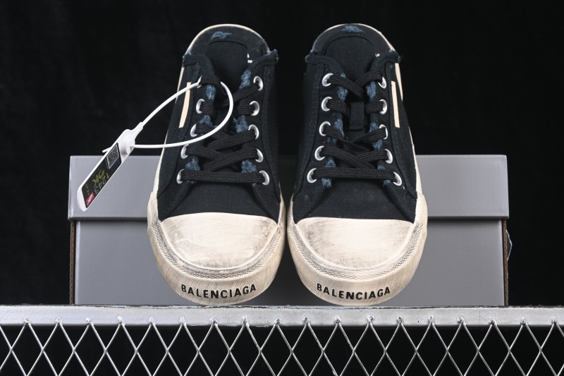 Balenciaga Paris Low Top Lace-Up Mule Worn-Effect Sneakers - W3RC49092