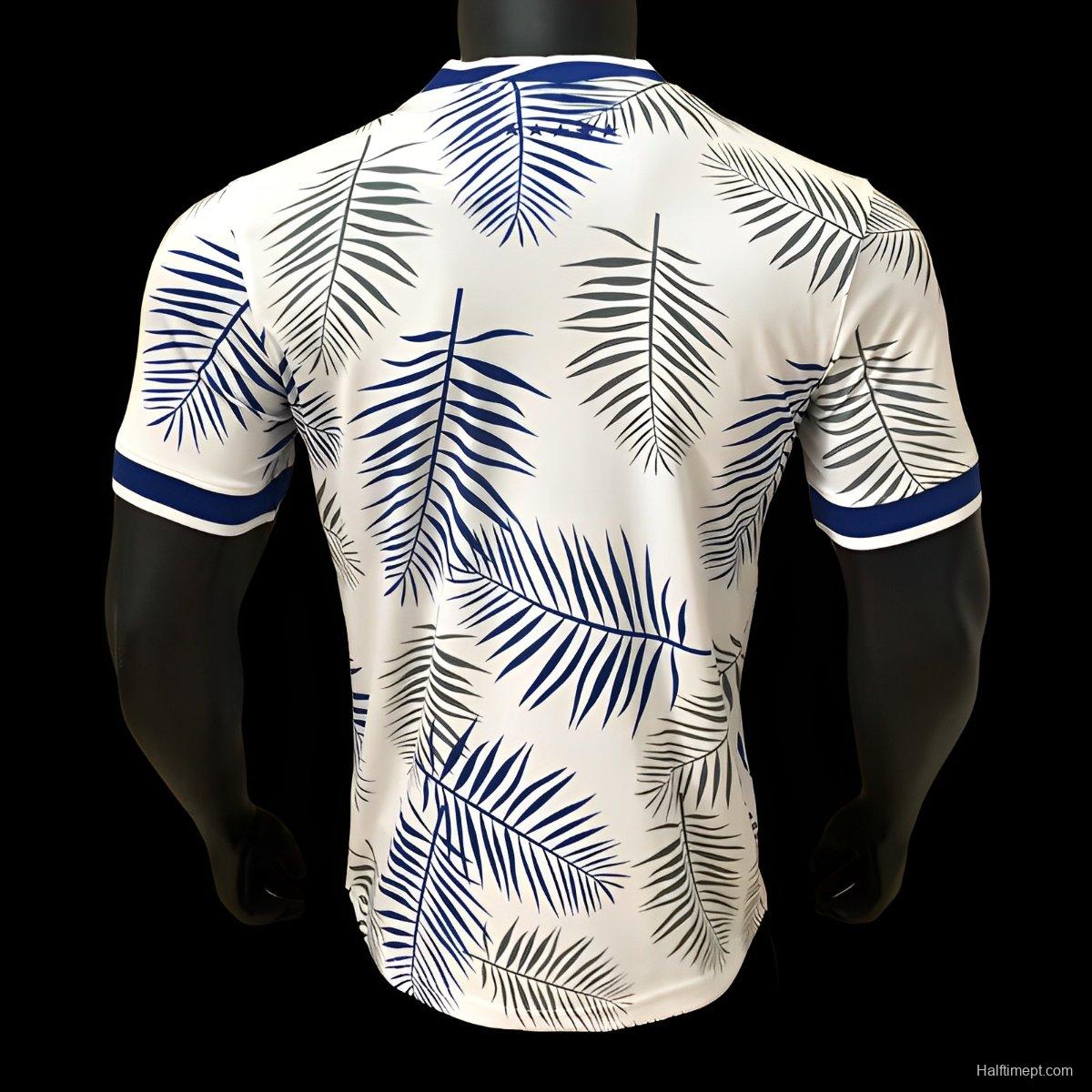 Player Version 2025 Brazil White with Palm Leaf Pattern Jersey