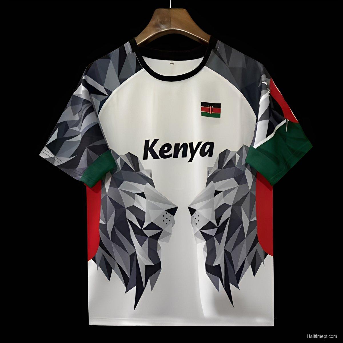 2026 Kenya White Geometric Lion Jersey