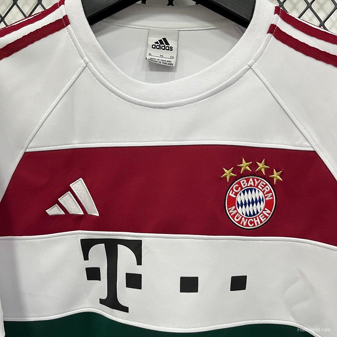 25/26 FC Bayern Munich Adidas Long Sleeve Sweatshirt - White Maroon Green Colorblock Training Top