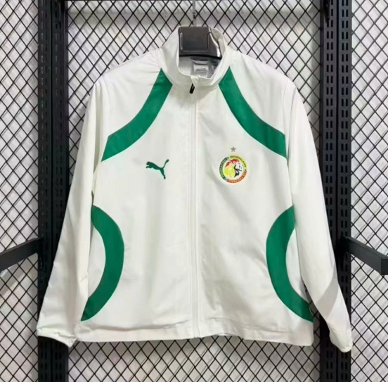 25/26 Senegal White with Green Full Zipper Windbreaker