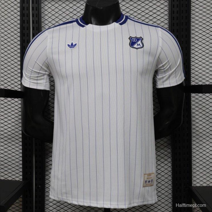 Player Version 26/27 Millonarios FC White & Navy Blue Pinstripe Retro Special Edition Home Jersey