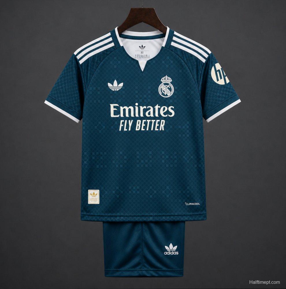 26/27 Kids Real Madrid Teal Away Jersey Kit