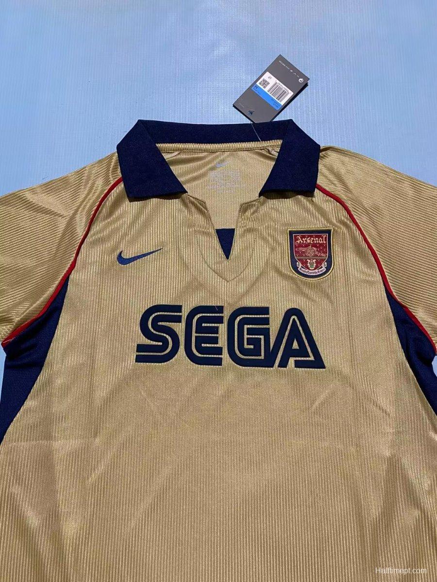 26/27 Arsenal Vintage 2001/02 Remake Gold Long Sleeve Away Jersey