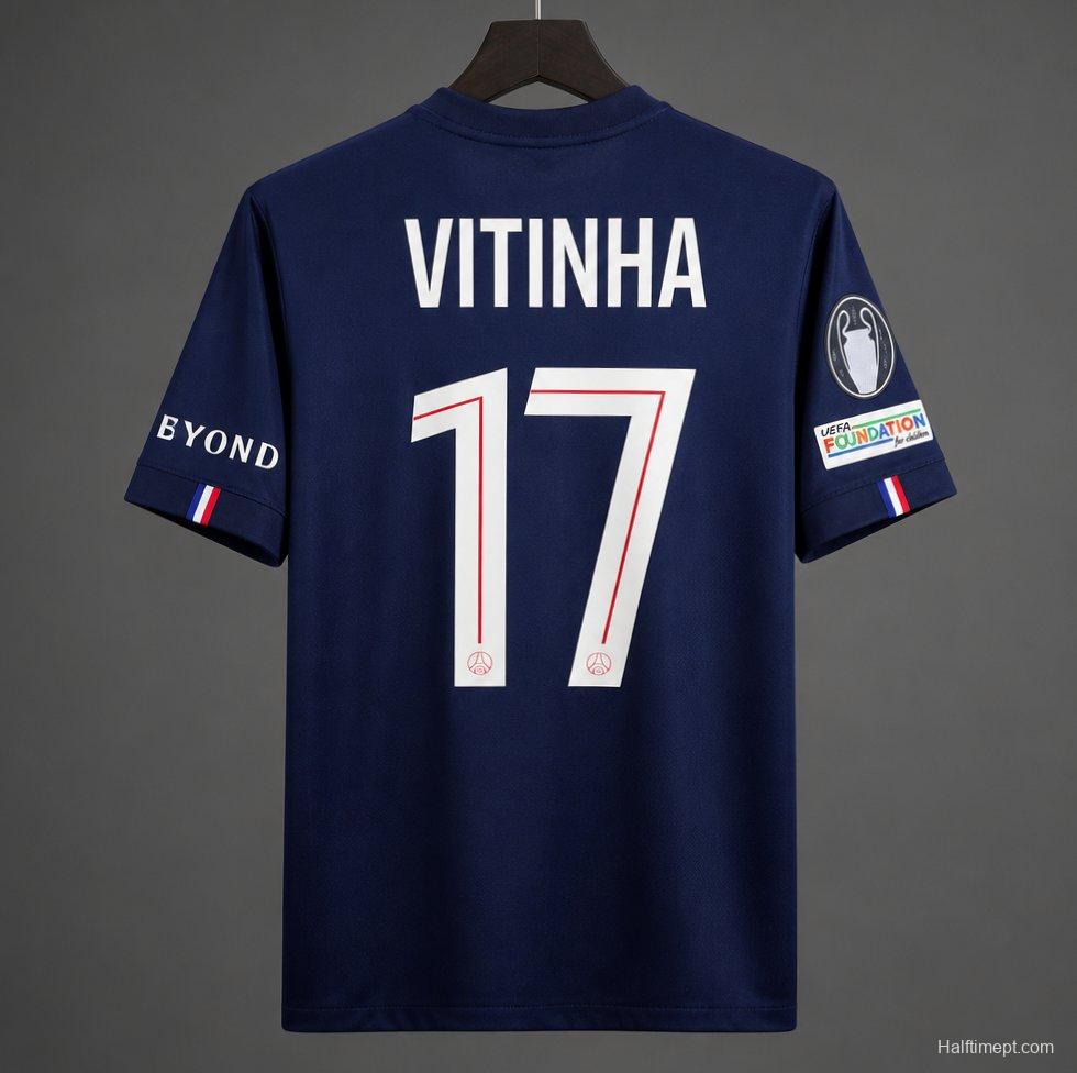25/26 PSG Home Jersey With Full Champion League Patch